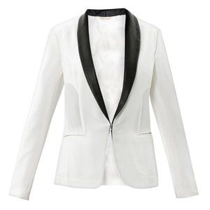 Rag&Bone Tuxedo Blazer - White with Leather Trims